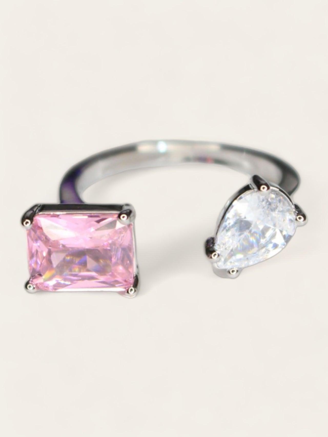 Double Crystal Ring - Pink