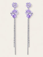 Electric Purple Flower Dangle Earrings