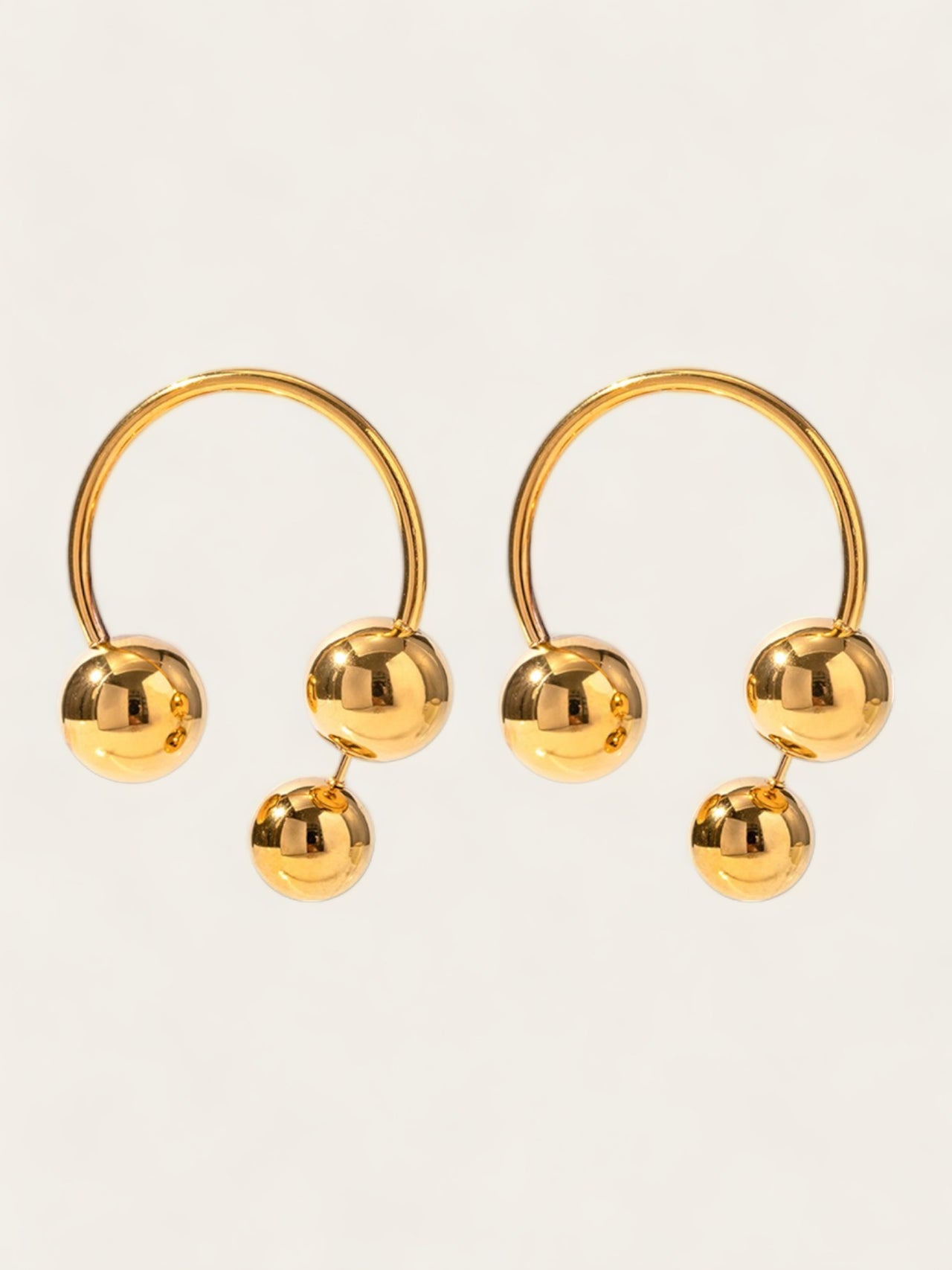 Metal Ball Earrings - Gold