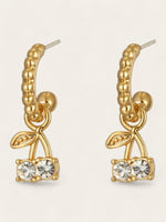 Diamond Cherry Earrings - Gold