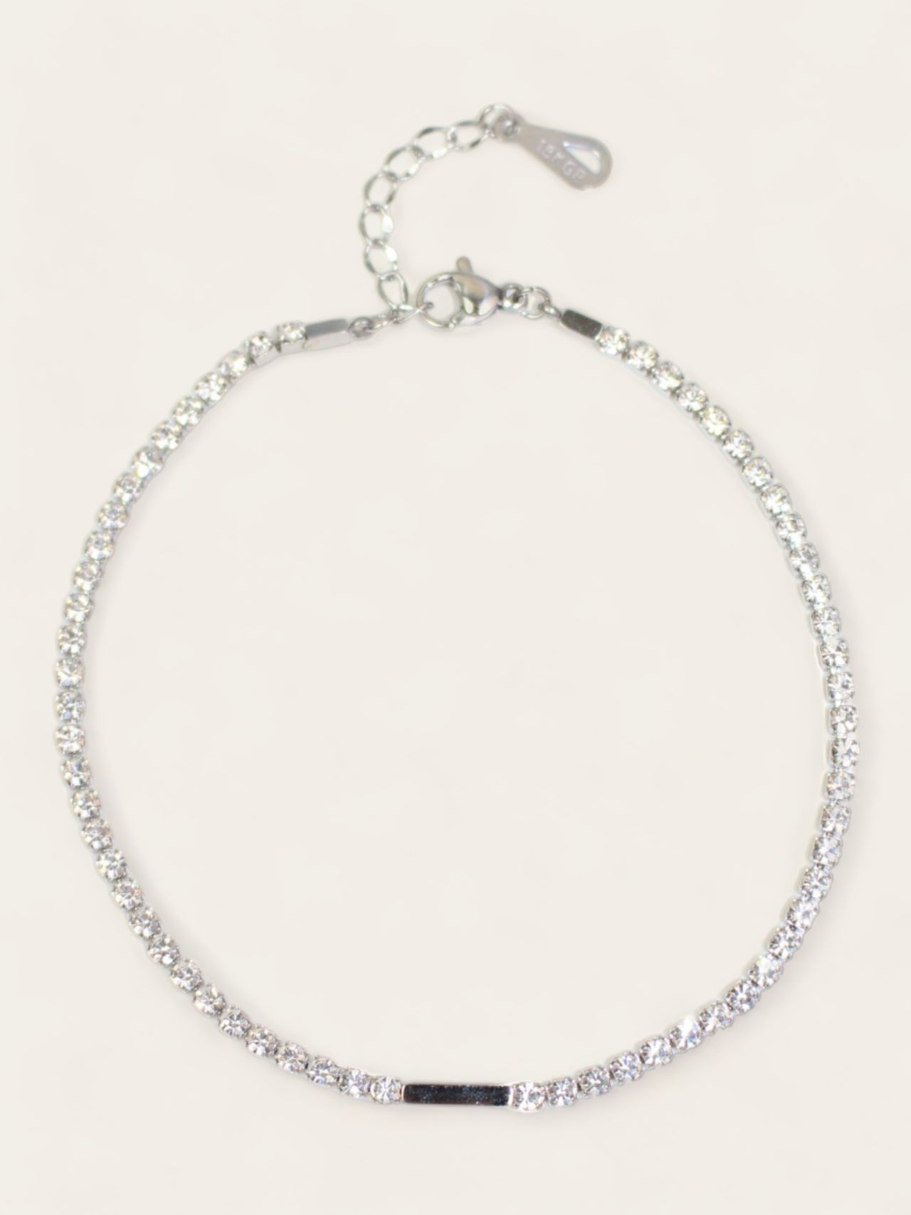 Diamond Tennis Anklet - Silver