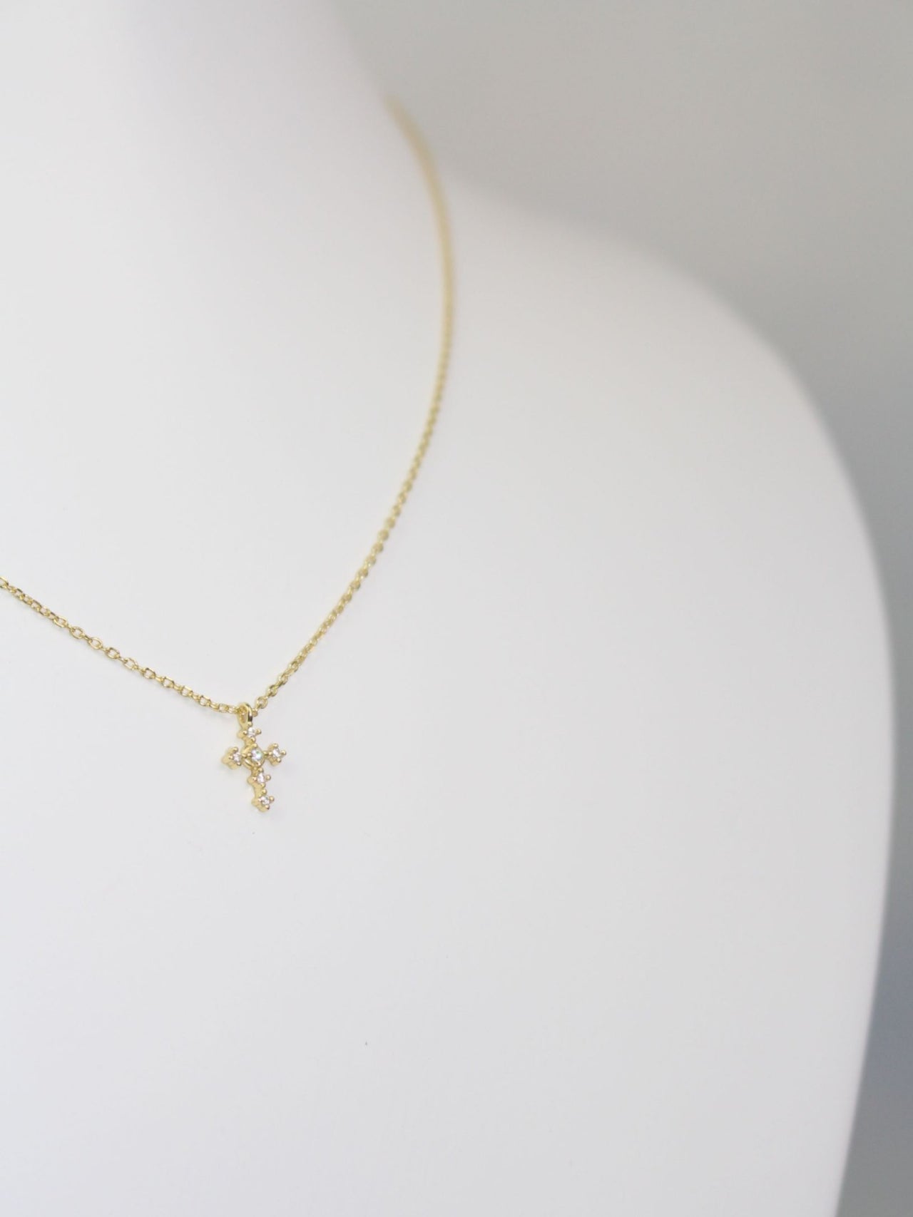 Micro Cross Necklace - Gold