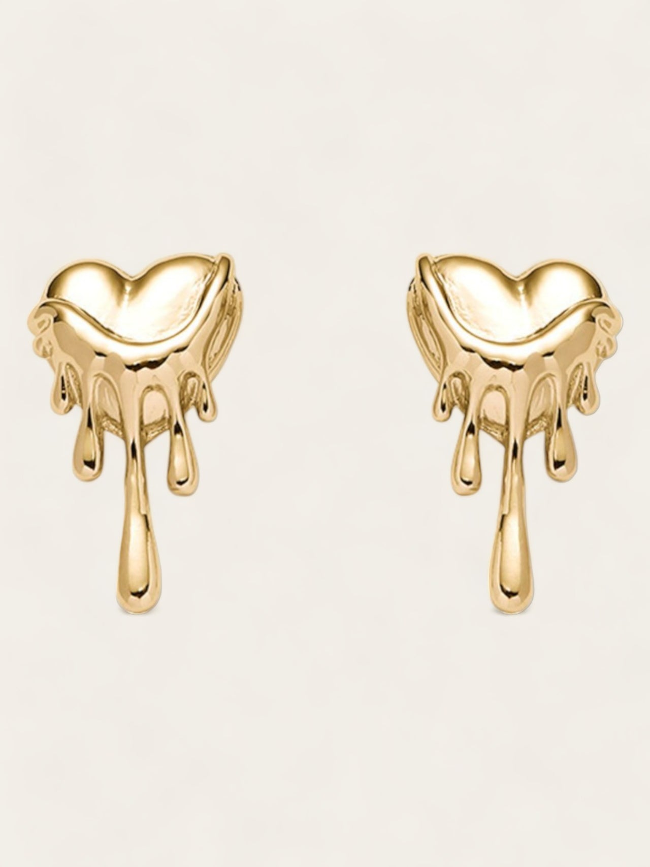 Dripping Heart Earrings - Gold