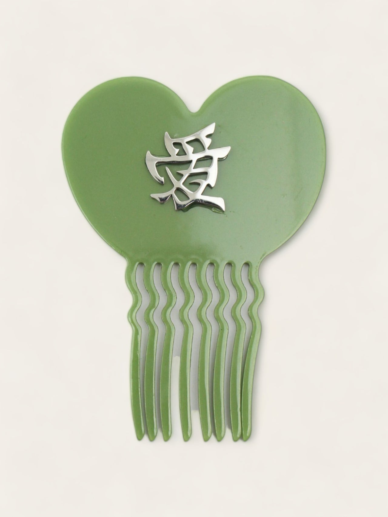 Love Hair Comb Pin - Green