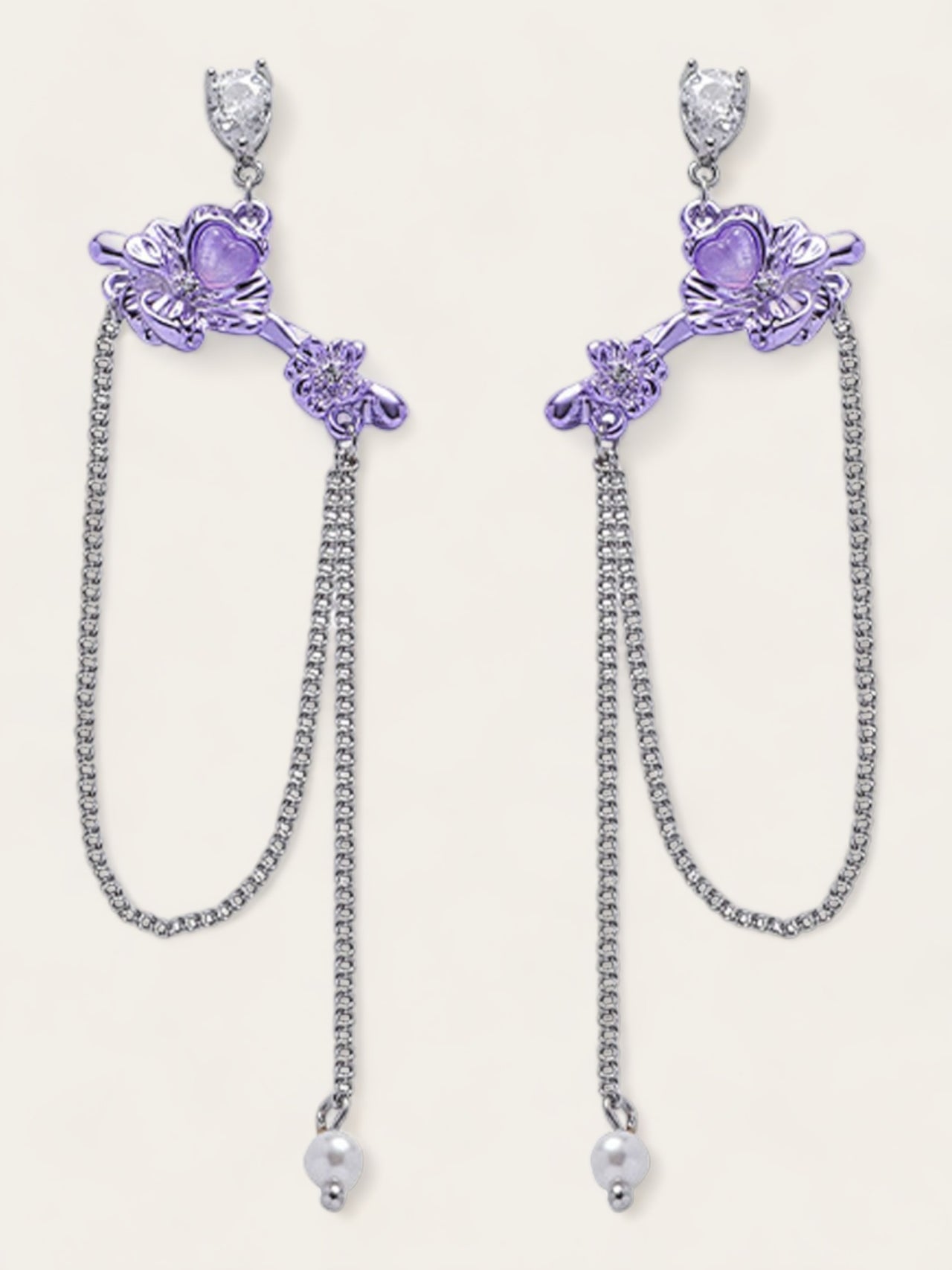 Electric Purple Flower Tilt Earrings
