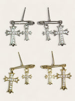 Gold Double Croix Earrings