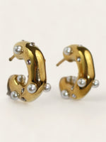 Dotted Pearl Diamond Hoops