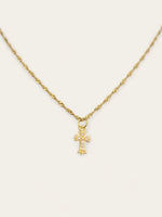 Chunky Small Cross Necklace - Gold
