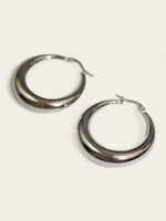 Large Hollow Hoops - Silver