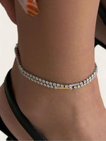 Diamond Tennis Anklet - Silver