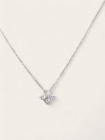 Diamond Flower Necklace - Silver