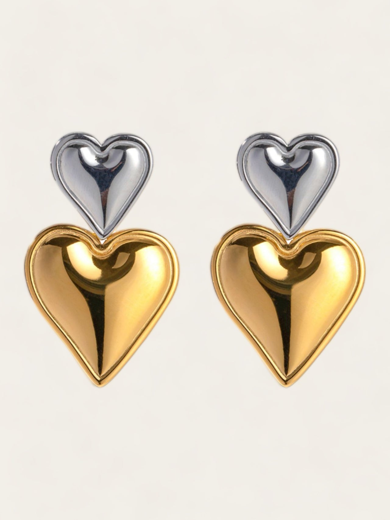 Silver-Gold Heart Earrings