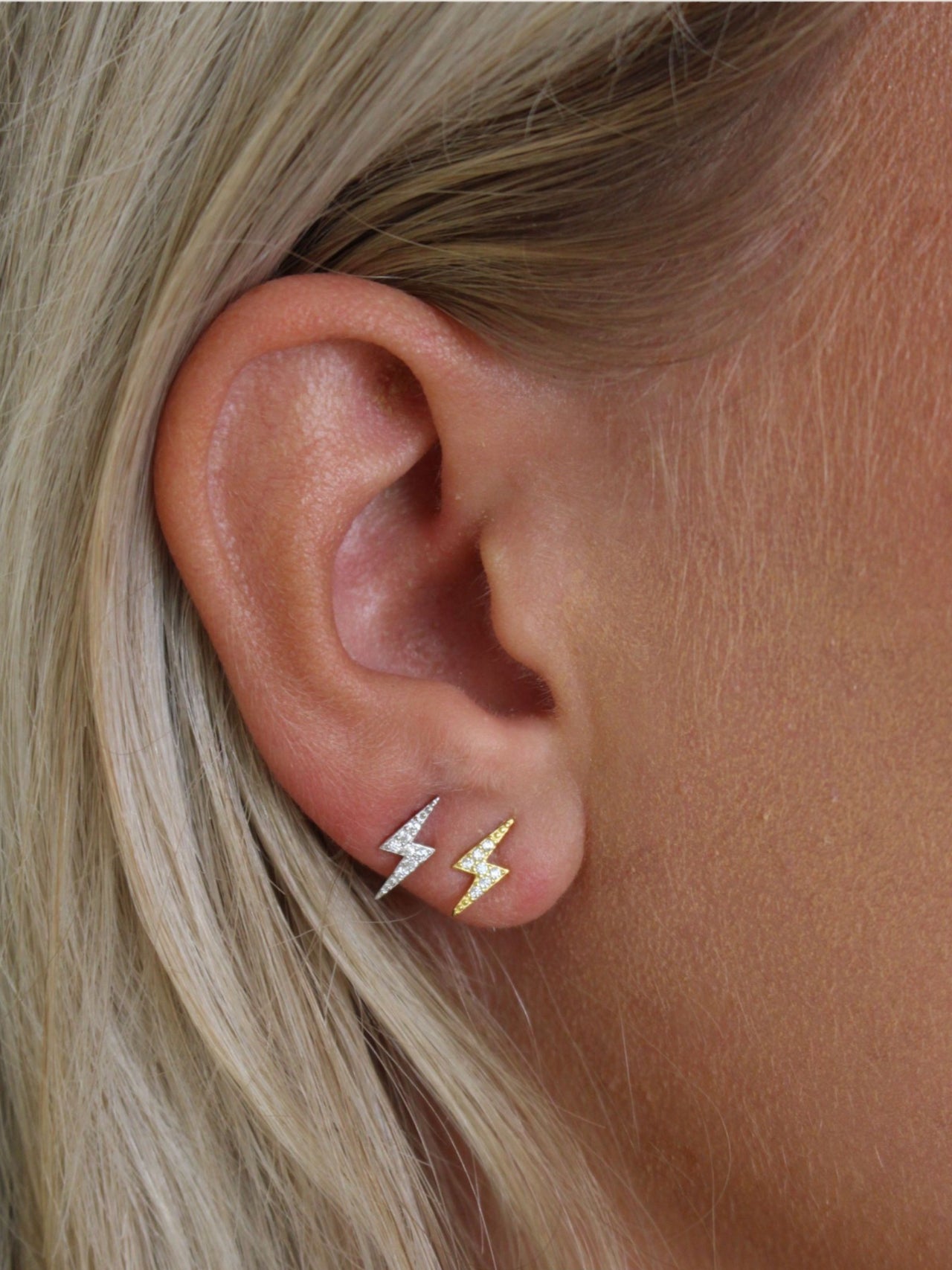 Lightning Bolt Studs - Gold