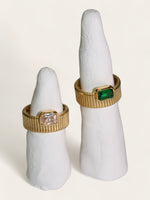 Ribbed Green Diamond Ring