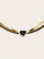 Black Heart Necklace - Gold