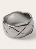 Silver Wide Rhombic Pattern Ring