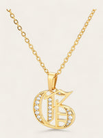 Old English Diamond Initial Necklace