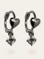 Heart Diamond Huggies - Silver