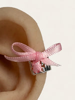 Tied Up Bow Ear Cuff - Pink