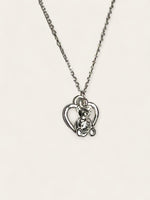 Teddy Bow Heart Necklace - Silver