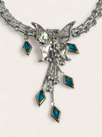 Denim Butterfly Necklace - Handmade