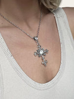Gothic Cross Necklace - White