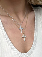 Crystal Cross Necklace - Gold