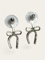 Bow Ballet Pearl Studs - Silver