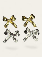 Chunky Micro Bow Studs - Silver