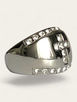 Chunky Cross Diamond Ring - Silver