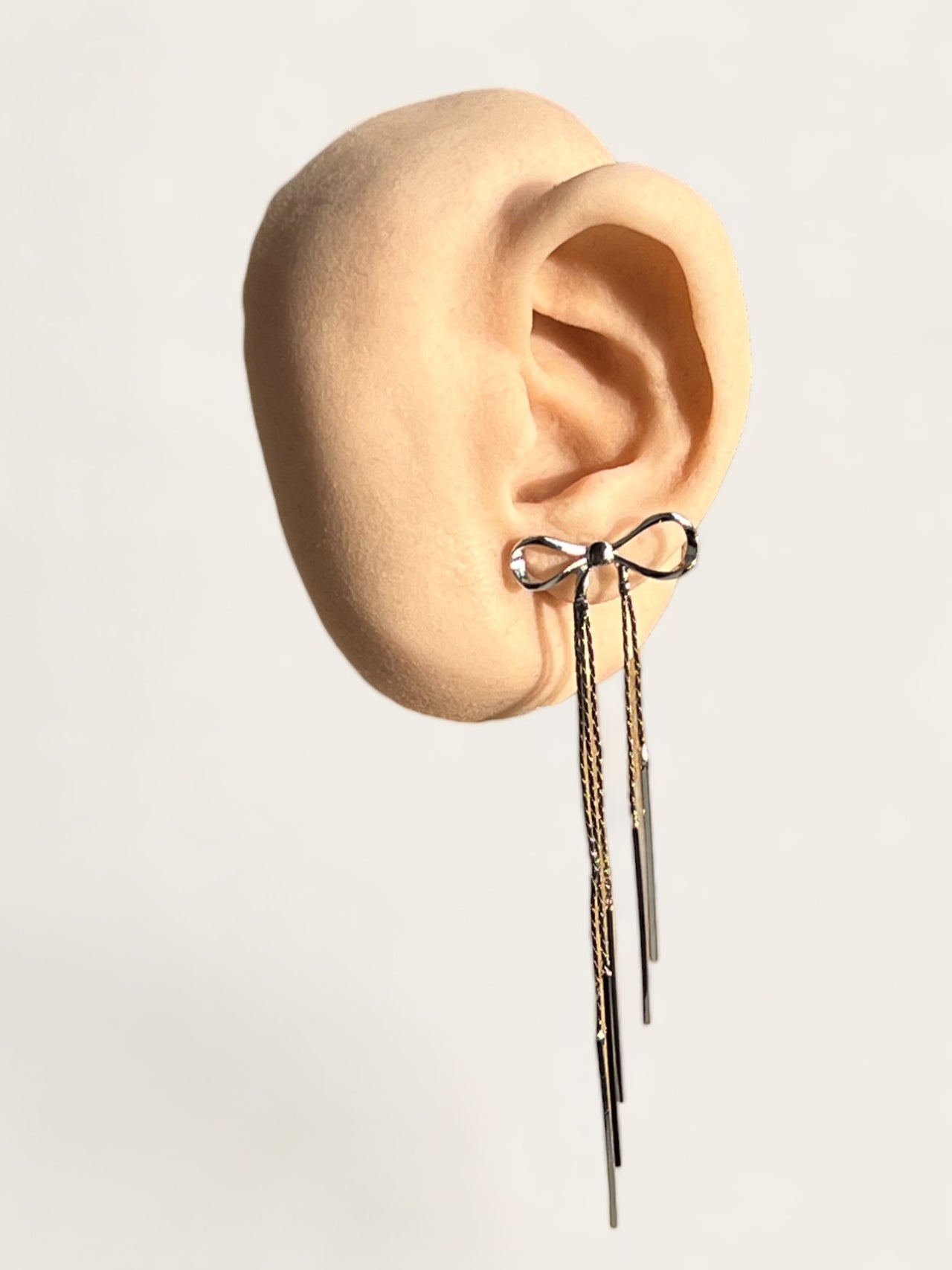 Tassel Bow Earrings - Silver