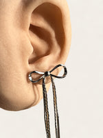 Tassel Bow Earrings - Silver