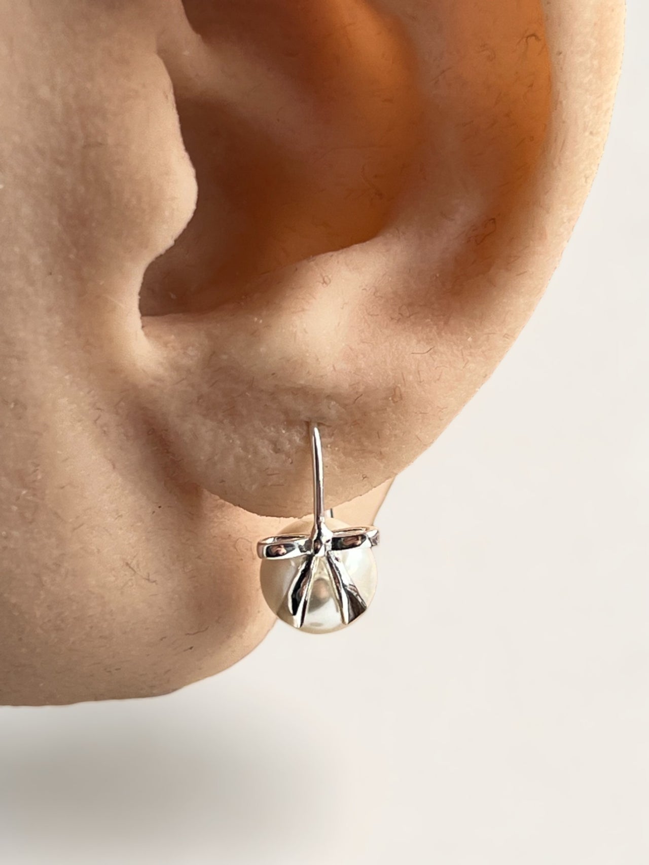 Micro Bow Pearl Earrings