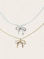 Fine Bow Necklace - Silver