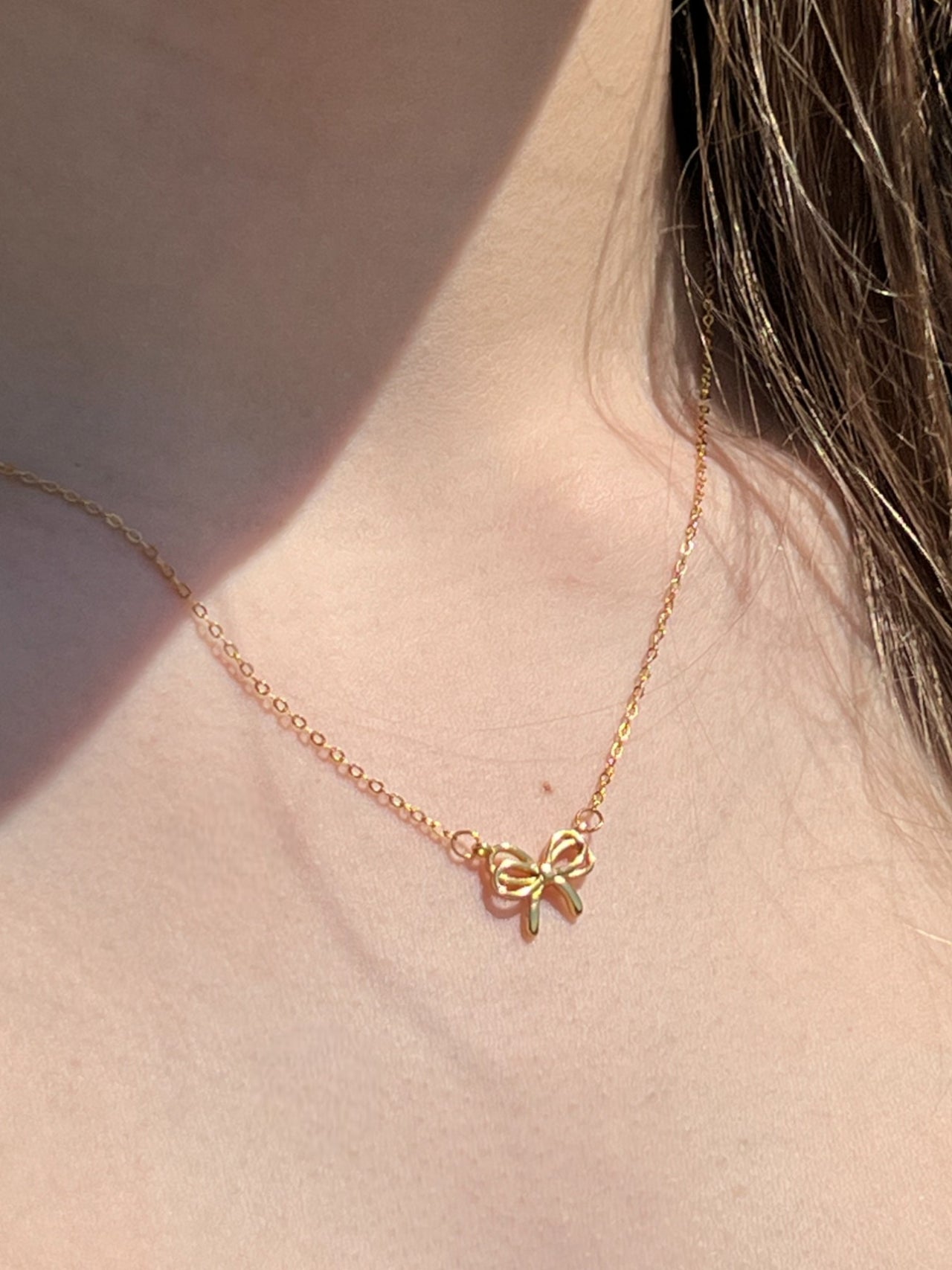 Messy Bow Necklace - Gold