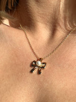 Sweet Pearl Bow Necklace - Gold