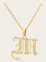 Old English Diamond Initial Necklace