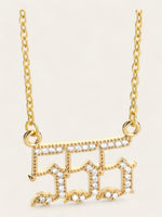 Diamond Angel Number Necklace - Gold