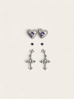 Purple Cross Stud Set