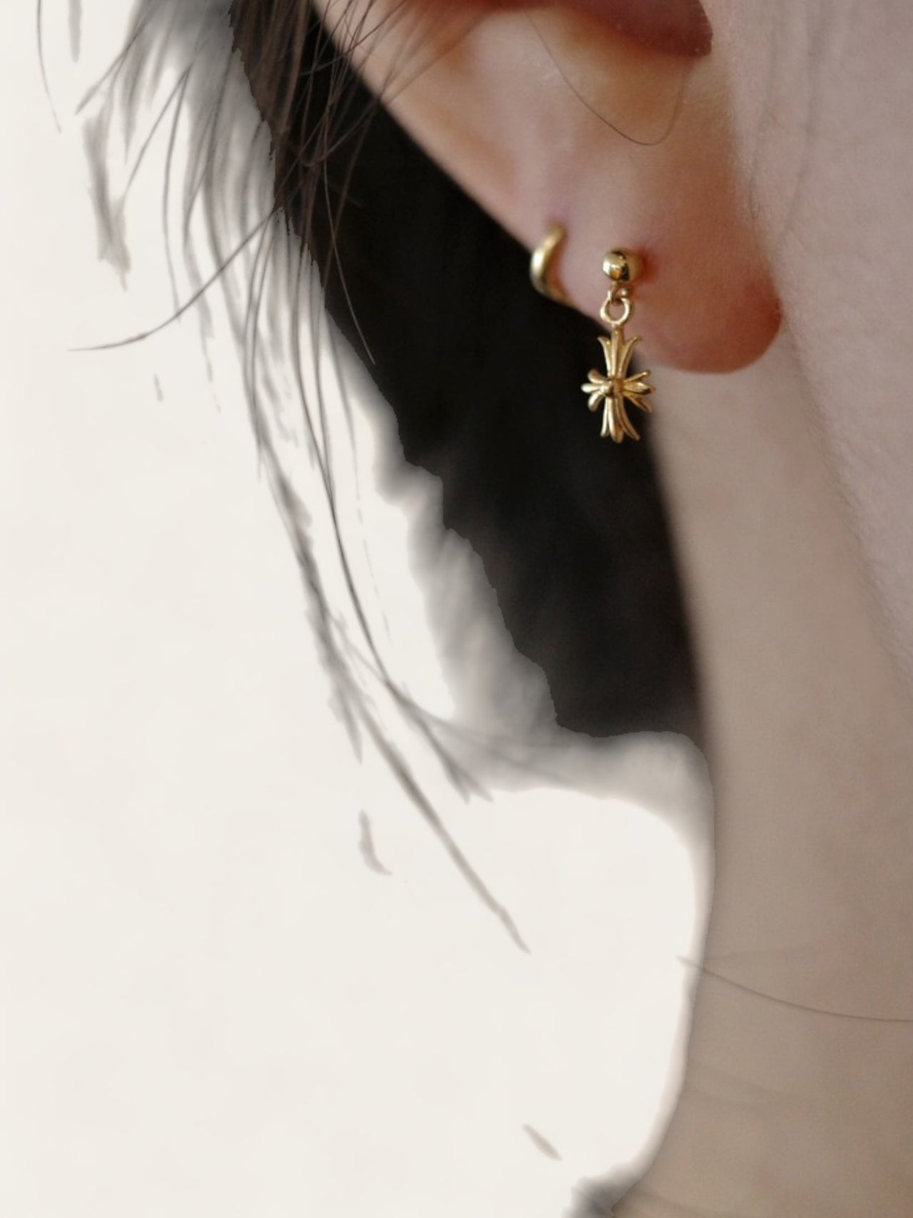 Gold Micro Cross Earrings