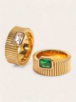Ribbed Green Diamond Ring