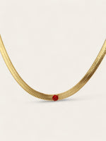 Red Gem Herringbone Chain