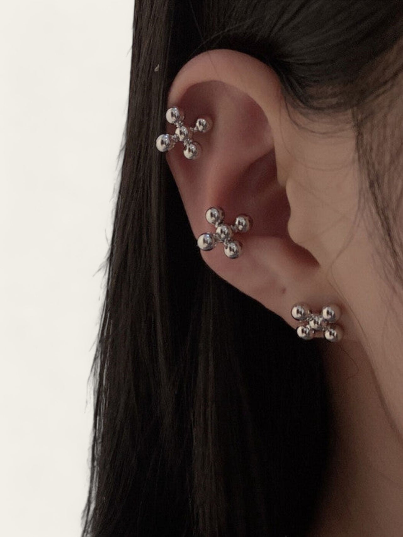 Silver Domino Earrings