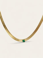 Green Gem Herringbone Chain