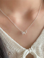 Messy Bow Necklace - Silver