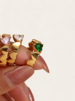 Green Diamond Heart Ring