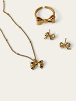 Chunky Bow Ball Necklace - Gold