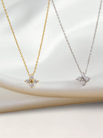 Diamond Flower Necklace - Silver
