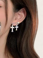 Silver Double Croix Earrings