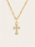 Chunky Small Cross Necklace - Gold